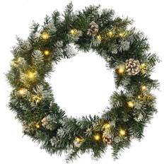 vidaXL Weihnachtskranz mit LED-Leuchten 60 cm Grün Weihnachtsleuchte
