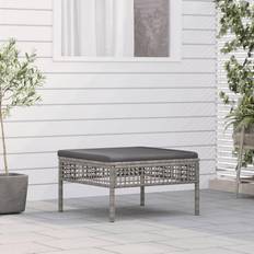 Grigio sedie da giardino vidaXL Poggiapiedi Da Giardino Con Cuscino In Polyrattan Grigio