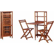 Pliable Ensembles de Bistrot vidaXL Patio Bistro Set 3 Piece Folding Bar Table and Chairs Solid Acacia Wood Ensemble de Bistrot