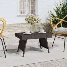 Beistelltische vidaXL Klappbar 60 x 40 x 38 cm Poly Rattan - Schwarz Beistelltisch