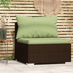 Synthetic Rattan Modular Sofa Garden & Outdoor Furniture vidaXL Garten-Mittelsofa mit Kissen Braun Poly Rattan Modulsofa