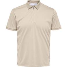 Luomukangas Polo paidat Selected Zipper Polo Shirt - Oatmeal