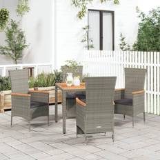 VidaXL Juegos de comedor de patio vidaXL Set Jardín 5 Piezas Con Cojines Ratán Sintético Gris Juego de comedor de patio