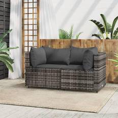 Rattan Sintetico Divani e Panche da Esterno vidaXL Divani Angolari da Giardino con Cuscini 2 pz Polyrattan Grigiocod MXL 130063 Divano Modulare