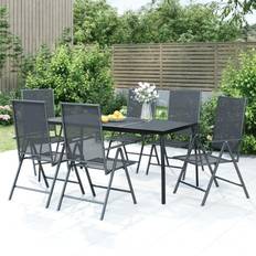 Gris Ensembles repas de patio vidaXL À Manger Jardin 7 pcs Anthracite Acier Ensemble repas de patio