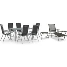 Argento Set da pranzo per patio vidaXL Da Giardino 10 Pz Nero e Argento Set da pranzo per patio