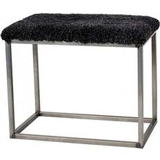 Skinnwille Palle Bænk Fåreskind 60 x 35 cm Darkgrey/Steel Skammel