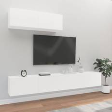 VidaXL Muebles de TV vidaXL Set Muebles de 3 Piezas Madera Contrachapada Blanco Mueble de TV