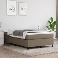 120 cm - Beige Senge vidaXL madras stof gråbrun Kontinentalseng