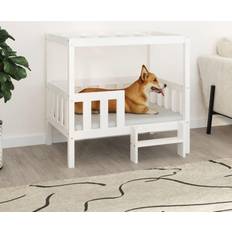 vidaXL Hundeseng 95,5x73,5x90 massivt fyrretræ hvid