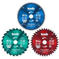 Elektrowerkzeug-Zubehör Kwb Einhell 40,24 &18 Teeth 3 Piece Colour Coded Circular Saw Blade In Storage Case 210 x 30mm