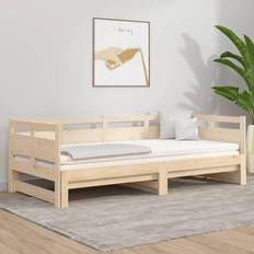 vidaXL brown, 90 Pine Pull-out Day Sofa 3 Seater