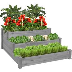 Best Choice Products Outdoor Planter Boxes Best Choice Products 3-Tier Fir Wood Raised Garden Planter Kit