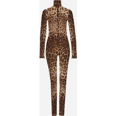 Dolce & Gabbana Haalarit Dolce & Gabbana Leopard Printed Silk Chiffon Jumpsuit