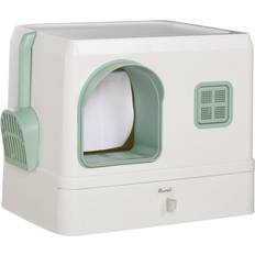 Pawhut Hooded Cat Litter Box with Drawer Pan