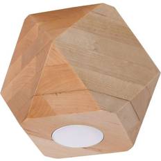 Plafones Sollux Woody 1 Aufbauleuchte Natur Holz GU10 Dimmbar 12x12x12 cm Plafón