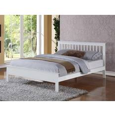 White wooden small double bed Pentre Wooden Bed