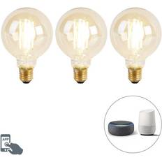 Calex LED-lampor Calex Set med 3 smarta E27 dimma för att värma LED-lampor G95 goldline 7W 806 lm 1800K 3000K