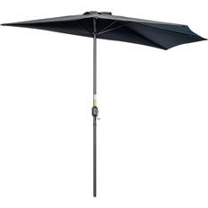 Black Parasols OutSunny 3m Half Round Parasol Garden Umbrella