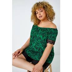 Roman Curve Lace Trim Bardot Stretch Top