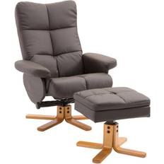 Brown Armchairs Homcom Modern Swivel Recliner Armchair