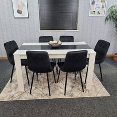Dining Sets Kosy Koala Kitchen White/Black Dining Set 140x80cm 7pcs