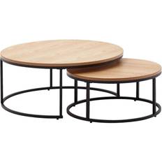 Rond Tables gigognes Resident Brown/Matt Black Nesting Table 80cm 2pcs