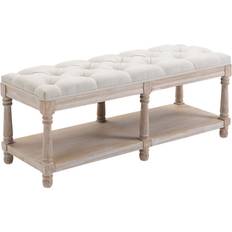 Furniture Homcom 2 Tier Bed Cream Storage Bench