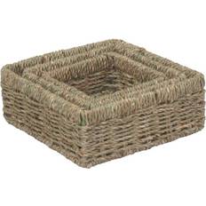 Green Baskets of 3 Square Seagrass Trays Basket