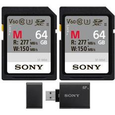 Sony 64GB V60 UHS-II M-Series Memory Card 2-Pack with USB 3.1 SD Card Reader