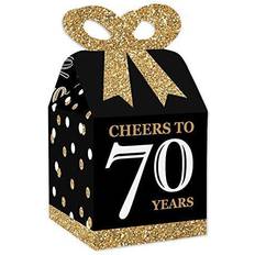 Gold Popcorn Box Adult 70th birthday gold square favor gift boxes party bow boxes 12 ct