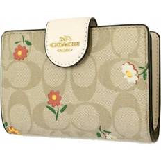 Coach Green Wallets Coach Medium Corner Zip In Signature Canvas With Nostalgic Ditsy