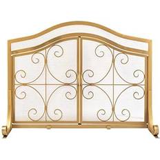 Plow & Hearth Small Crest Fireplace Screen With Doors Gold