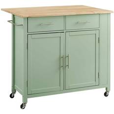 Crosley Furniture Savannah Mint Kitchen Cart Drop Trolley Table