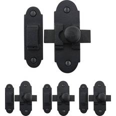 Black Fasteners Renovators Supply Manufacturing Slide Bolt Latch 2 Wrought Iron Bolt with Mounting Hardware Pack of 4