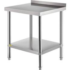 Stainless steel commercial work table VEVOR Stainless Steel Prep Table 36 x 24 x 35 in. Heavy Duty Metal Worktable with Adjustable Undershelf Kitchen Utility Tables, Silver