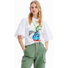Desigual Herr T-shirts Desigual Topp Dam Bomull Stiligt Vit Bomull T-Shirt - White