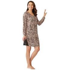 Woman Within Women Tops Woman Within Plus Henley Sleepshirt Lace Detail in Leopard Size 4X