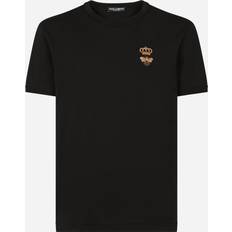 Dolce & Gabbana Man T-shirts Dolce & Gabbana Cotton T-shirt Met Geborduurde Kroon Black