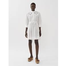 See by Chloé Broderie Anglaise Trimmed Cotton Jacquard Mini Dress - White