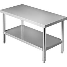 Stainless steel commercial work table VEVOR Stainless Steel Prep Table 48x30x34 in. Heavy Duty Metal Worktable with Adjustable Undershelf Kitchen Prep Table,Silver