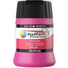 Daler Rowney System 3 Screen Printing Acrylic Fluorescent Pink 250ml