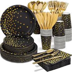 Gold Disposable Flatware Partylamb black and gold party supplies 350pcs disposable dinnerware set blac