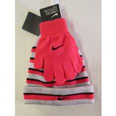 Nike Beanies Children's Clothing Nike Boy`s Futura Foldover Beanie And Gloves Piece Set Racer Pink9A2843-A4F/Grey, 8-20