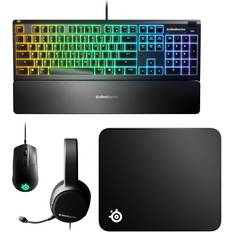 Keyboard and mouse pad SteelSeries premier gaming bundle headset, keyboard, mouse pad mouse