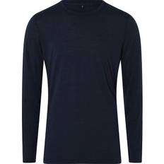 Langærmet T-shirt 100% økologisk GOTS uld navy