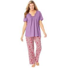 Woman Within Women Tops Woman Within Plus Embroidered Short-Sleeve Sleep Top in Amethyst Purple Size 3X