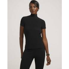 Anne Klein T-shirts Anne Klein Short-Sleeve Mock-Neck Top Black Black