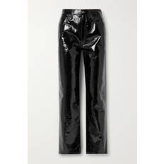 Cuero Pantalones Agolde Black 90's Pinch Waist Leather Pants Black Patent WAIST