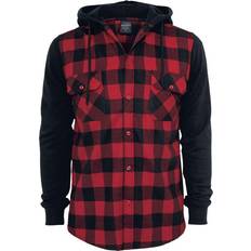 Flanell jacka herrkläder Urban Classics Hooded Checked Flanell - Black/Red